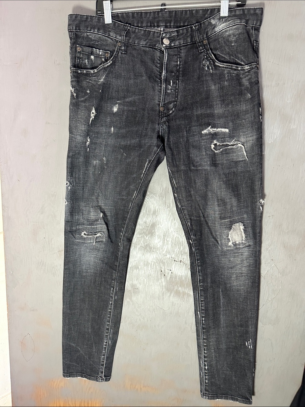 DSQUARED2 Men's Distressed Washed Black Skinny Jeans